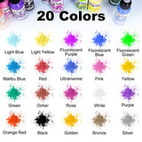 Airbrush Paint, 20 Colors Acrylic Air brush Paint Kit, Water-based, Ready to Spray, Opaque & Neon Colors, Pearl Colors, Premium Air Brush Paint Set for Beginners, Artists, DIY Projects, 30ml/Bottle