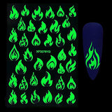 Luminous Christmas Nail Stickers - 3D Glow in The Dark Snowflake Nail Art Decals Self-Adhesive Fluorescence Snowflake Flame Butterfly Stars and Moon Nail Decorations for Xmas Party (5 Sheets)