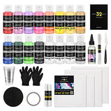 Magicfly 32 PCs Acrylic Pouring Paint Kit and Magicfly 28 Colors Mica Powder Bundle