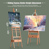 Tangkula H-Frame Artist Easel, 100% Beech Wood Studio Easel w/Drawer, Adjustable Floor Easel Stand for Artists, Students and Adults, Holds Canvas up to 36" for Painting, Drawing, Sketching