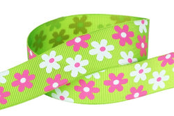 Hip Girl Boutique Flower Printed Grosgrain Ribbon For for Hair Bows, Floral Designs, Gift Wrapping,