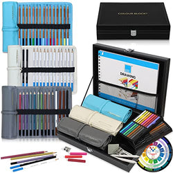 COLOUR BLOCK 91pc Portable Drawing Pencil Set, Sketching Tools, Coloring Pencils, Charcoal Pencils, Soft Pastels, Sketch Book, Art Supply Kit for Kids Teens and Adults, Gift for Artists, Young Girls