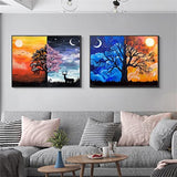 6 Pack DIY 5D Diamond Painting kit, Complete Diamond Painting, Diamond Painting Art, Wall Decoration, Moon Tree Landscape Painting 12"x16"