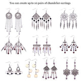 SUNNYCLUE 600+ Pcs 15 Pairs Tibetan Antique Silver Chandelier Bohemian Circle Long Sequins Tassel