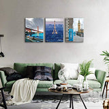 3 Piece Canvas Wall Art for Bedroom - Eiffel Tower Wall Decor London Big Ben Wall Art Golden Gate Bridge Canvas Prints Landscape Painting for Living Room Bathroom Wall Decorations