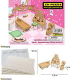 Puzzled 3D Puzzle Bathroom Dollhouse Furniture Set Wood Craft Construction Model Kit, Fun & Educational DIY Wooden Toy Assemble Model Unfinished Crafting Hobby Puzzle to Build & Paint 44 Pieces Pack