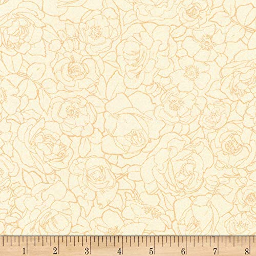 Kaufman Alphonse Mucha Flowers Digital Ivory Fabric by The Yard