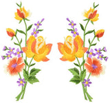 Orange roses pair flowers floral bouquet boho embroidered appliques iron-ons patches new