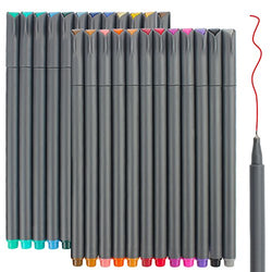 24 Fineliner Color Pens Set, Taotree Fine Line Colored Sketch Writing Drawing Pens for Journal