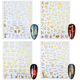 9 Sheets Halloween Nail Stickers 3D Nail Art Decorations Gold Self-Adhesive Nail Decals Skull Witch Pumpkin Cat Ghost Cross Nail Art Design Halloween Party Favor Manicure Accessories