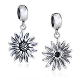 Sunflower Charm 925 Sterling Silver Flower Pendant Dangle Bead for Bracelet