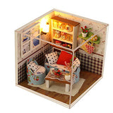 CONTINUELOVE DIY Miniature Doll House Kit - Wooden Miniature Dollhouse Model Kit - with Furniture,Voice-Activated Lights and Dust Cover - The Best Toy Gift for Boys and Girls(Warm Memories)