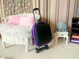 Miniature Luggage Travel Case. 1/6 Scale Dollhouse Suitcase on wheels BJD doll