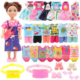 19 Pcs 6 inch Chelsea Doll Clothes and Accessories Including 4 Sets Fashion Dresses 4 Casual Tops and Pants Outifits 4 Swimsuits with 3 Shoes 2 Glasses 2 and Shoulder Bag
