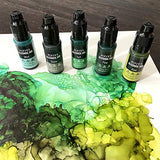 Pixiss Green Alcohol Inks Set, 5 Shades of Highly Saturated Green Alcohol Ink, for Resin Petri Dishes, Alcohol Ink Paper, Tumblers, Coasters, Resin Dye