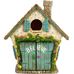 Twig & Flower The Adorable Believe Fairy Garden House - 8" tall - Hand Painted (with Doors that Open) by