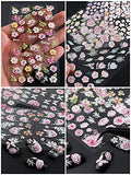 EBANKU 8 Sheets 5D Stereoscopic Embossed Flowers Nail Stickers Cherry Blossoms Nail Art Stickers Decals Women Winter Self-Adhesive Floral Leaf Nail Decoration DIY Manicure