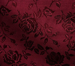 Satin Floral Jacquard Fabric 58" Wide Sold By The Yard (BURGUNDY)