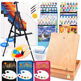 170 Pcs Artist Painting Set, Shuttle Art Deluxe Art Set with Paint, Aluminum and Wooden Easels, Canvas, Paper Pads, Brushes and Other Art Supplies, Complete Painting Kit for Adults, Kids and Artists