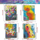 (4 Pack) 5D DIY Diamond Painting Kits Dandelion Full Drill Diamond Cross Stitch Patterns Embroidery Arts Craft Wall Decor Gift for Adults Kids Cup Set 15.8'' x 11.8''