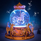 LOHOME Rotate Music Box, Luxury Carousel Crystal Ball Glass Ball Doll Miniature Dollhouse Toy