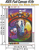 DIY Diamond Painting Jack and Sally Halloween 12x16Inch, Full Round Drill Kits Nightmare Before Christmas Cross Stitch Mosaic Art for Adults Relax & Home Wall Decor Festival Gift