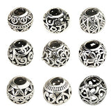 Bingcute 20Pcs Silver Tone Spacer Loose Beads Hollow filigree Tibetan beads for jewelry making