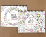 ‘Color Therapy’ Anti Stress Adult Coloring Books, 80 Different Designs on each sheet, Wire Bound