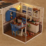 eveseed DIY Miniature Dollhouse Kit with Furniture Creative Dining Room Mini Wooden Doll House Accessories Plus Dust Proof for Kids Teens Adults