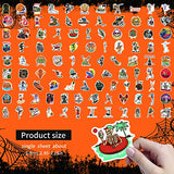 Cobee Halloween Sticker Decals for Kids,100 Pieces Halloween Themed Stickers Pumpkin Vinyl Decals Skull Ghost Bat Stickers for Water Bottles Laptop Kids Party Favors(Skull)