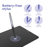 2019 HUION Inspiroy H1161 Drawing Tablet Android Supported Digital Graphics Pen Tablet with Battery-Free Stylus 8192 Pressure Sensitivity Tilt Function Touch Bar 10 Press Keys-11inch