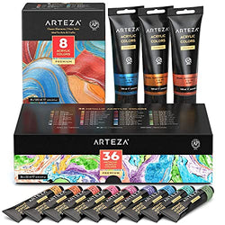 Arteza Premium Metallic Acrylic Painting Bundle, Painting Art Supplies for Artist, Hobby Painters & Beginners