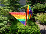 In the Breeze Triple Wheel Rainbow Garden Spinner with Wind Sail