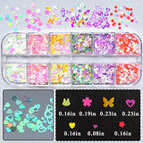 AddFavor 4 Boxes Nail Glitter Luminous Mermaid Chunky Glitter Flakes Fluorescent Mixed Shaped Flower Heart Star Nail Sequins Decals for Nail Art/False Eyelash Decor