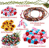 Golray 8pcs Flower Crowns Making Kit Creativity Art Craft Kit DIY Garden Outdoor Activities Jewelry Making Kit for Kids Age 4 5 6 7 8 12 Art Craft Gift for Girls Create Hair Accessories