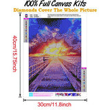 5D Diamond Painting by Number Kits for Adults Round Full Drills Cross Stitch Crystal Rhinestone Embroidery Pictures Arts Craft for Home Wall Decor Friend Gift Setting Sun sea Terminal 15.7X11.8 in