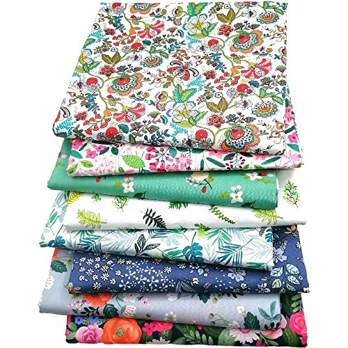 8pcs Precut Fat Quarters Cotton Fabric Bundles - Animal Theme Fabric - DIY Crafting Series - 100% Cotton - Eco-Friendly – 8pcs Printed Fabric - 18x22 Inches Each (Flower 1)