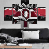 TUMOVO Black and White Wall Art Native American Decor Ohio State Buckeyes Paintings NCAA Pictures 5 Pcs/Multi Panel Canvas Artwork Home Decor Framed Ready to Hang Posters and Prints(60''Wx40''H)