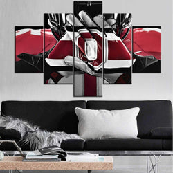 TUMOVO Black and White Wall Art Native American Decor Ohio State Buckeyes Paintings NCAA Pictures 5 Pcs/Multi Panel Canvas Artwork Home Decor Framed Ready to Hang Posters and Prints(60''Wx40''H)