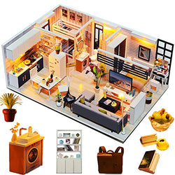 Spilay DIY Miniature Dollhouse Wooden Furniture Kit,Handmade Mini Modern Model Plus with Dust Cover & Music Box ,1:24 Scale Creative Doll House Toys for Children Girl Lover (Beautiful Time)