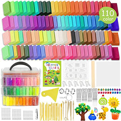 Polymer Clay 110 Colors Polymer Clay Starter Kit 215Pcs Oven Bake Modeling Clay for Kids Baking Clay Non-Toxic Oven Bake Clay with Sculpting Tools Modeling Clay for Adults Beginner Jewelry Making