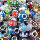 Mix Murano Glass Beads Fit European Charm Bracelet Silver Color Spacer by eART 100 pcs