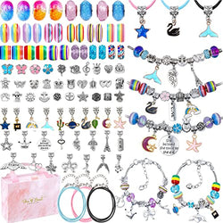 93PCS Charm Bracelet Making Kit for Girls, Jewelry Making Kits Jewelry Making Charms Bracelet Making Set with Bracelet Beads, Jewelry Charms and DIY Crafts with Gift Box(Pink)