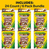 Crayola Bulk Crayon Set, Colors of The World Skin Tone Crayons, 6 Sets of 24 New Crayon Colors & Ultra Clean Washable Multicultural Markers, Broad Line, 10 Count