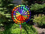 In the Breeze Triple Wheel Rainbow Garden Spinner with Wind Sail