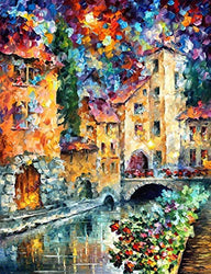 Abstract Wall Art Cityscape Painting On Canvas By Leonid Afremov Studio - The Window To The Past