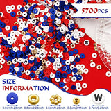 5700 Pcs 4th of July Clay Beads Bracelet Making Kit Blue Heishi Clay Bead with Spacer Beads Round 6 mm Polymer Clay Bead Jewelry with Letter Beads Clay Beads Set for Jewelry Craft(Red, Blue, White)