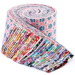 36Pcs Roll Up Cotton Fabric Quilting Strips, Jelly Roll Fabric, Cotton Craft Fabric Bundle, Patchwork Craft Cotton Quilting Fabric, Cotton Fabric, Quilting Fabric(6.25 x100cm)