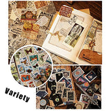 JUYUN 193 Sheets Vintage Postage Stamp Sticker Retro Sealing Plants and Newspaper Journal Scrapbooking Washi Set for Planners Album Travel Diary DIY Craft Stationery