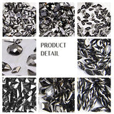 Black Nail Jewels for Nail Art - 3100pcs Crystals Rhinestones for Nails, 12 Types of 600 Special-Shaped Stones Diamonds + 2500 Flat-Bottomed Rhinestones Kit, Swarovski Jewels for Nails DIY Design